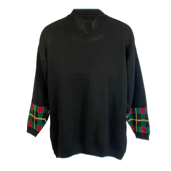 VINTAGE 80s J.J. Browne Scottie Westie Dog Busy Block Ugly Christmas Sweater MED - Picture 2 of 3